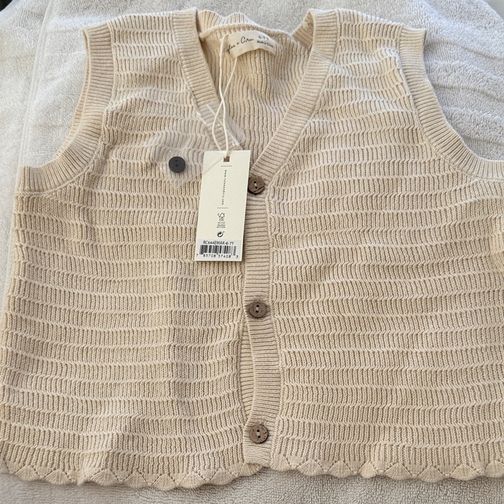 Rylee cru knit vest 6-7 NWT
